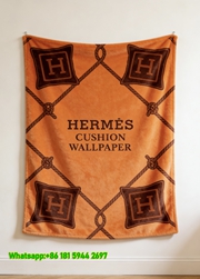 Luxury Hermès Cushion Pattern Flannel Throw Blanket IMG_5113